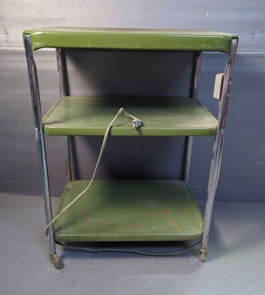 Metal Rolling Cart with Attached Outlet