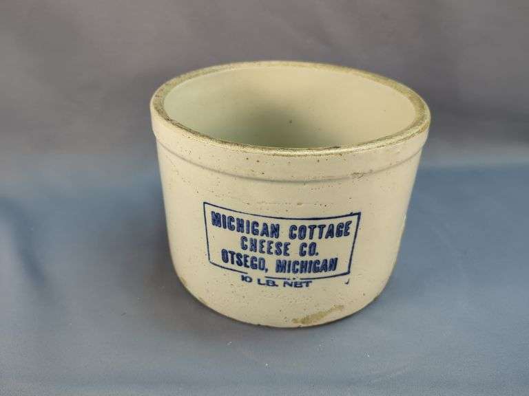 Michigan Cottage Cheese Co. Stoneware Crock image