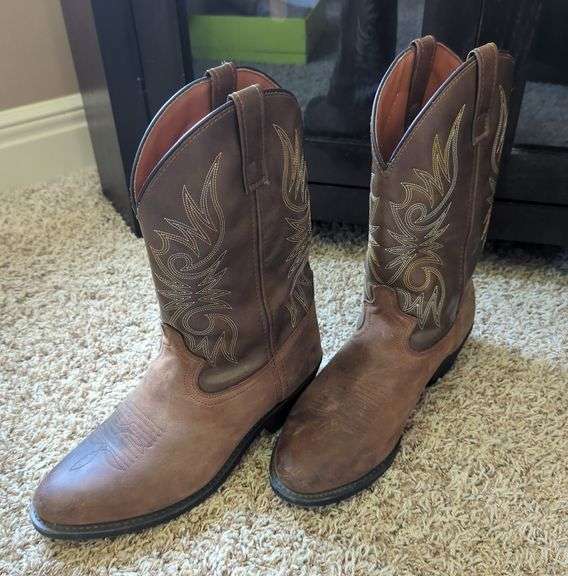 Men's Leather Cowboy Boots, Size 10EE