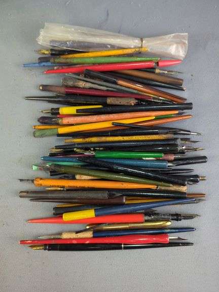 Fountain Pen Collection, Tejada Leather Pen Binder, Pen World Magazines, Qty 3, T-100 Drafting Film Ink, Pen Nibs, And More