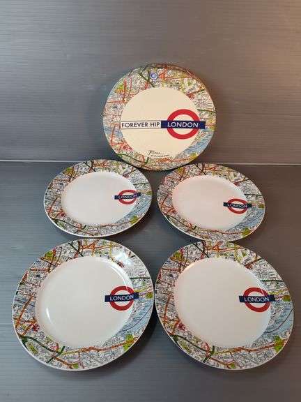 Rosanna Set Of 4 Salad Plates Featuring London Map