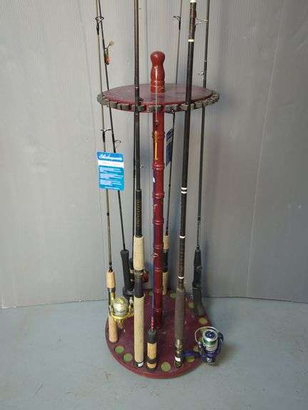 Fishing Rod and Reel Collection with Display Stand