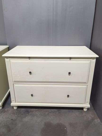 Two-Drawer White Dresser With Pullout