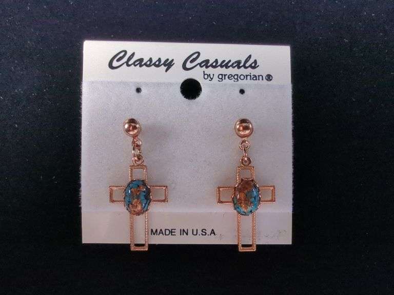 Classy Casuals Copper Cross Earrings