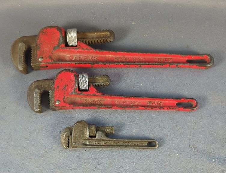 Assorted Pipe Wrenches: Sears Heavy Duty, Rigid USA
