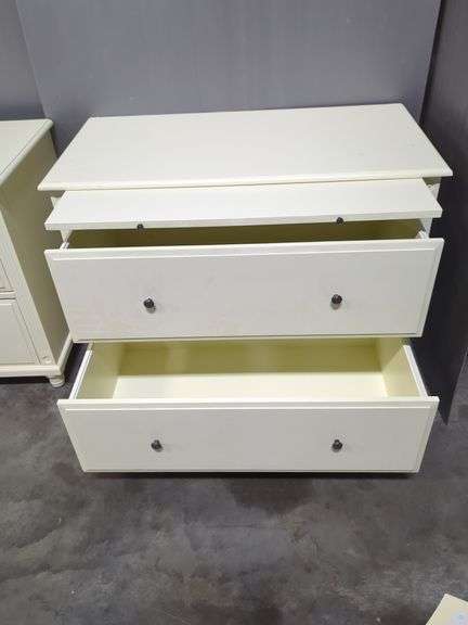 Two-Drawer White Dresser With Pullout