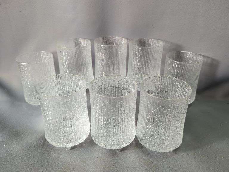 Iittala Finland "Ultima Thule" Textured Glass Ice Tea Glasses/Tumblers, Qty 8