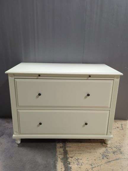 Two-Drawer White Dresser With Pullout