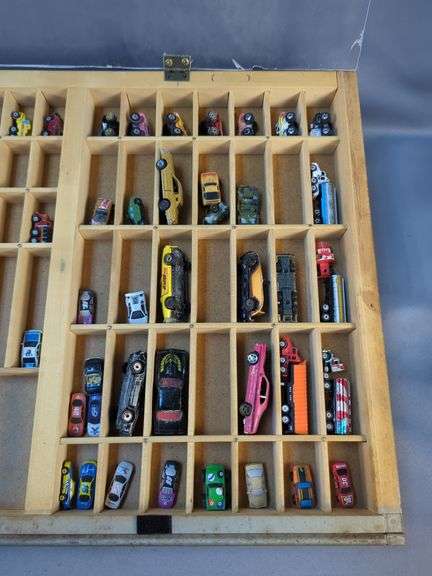 Collection of Miniature Vehicles in Printers Drawer Display Case