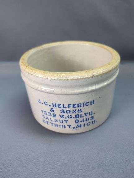 J.C. Helferich & Sons, And LeGrue's Creamery Advertising Stoneware Crocks