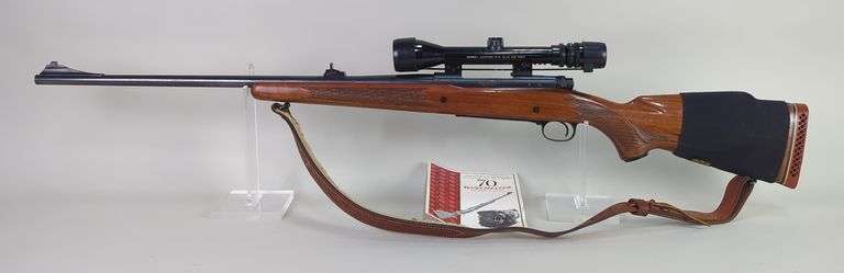Winchester 70 .300 Win Mag Bolt Action Rifle SN# 850579, Bushnell Scopechief IV-M 3x-9x Vari Scope, Bianchi Cobra Leather Padded Sling, Ammo Sleeve, Paperwork image