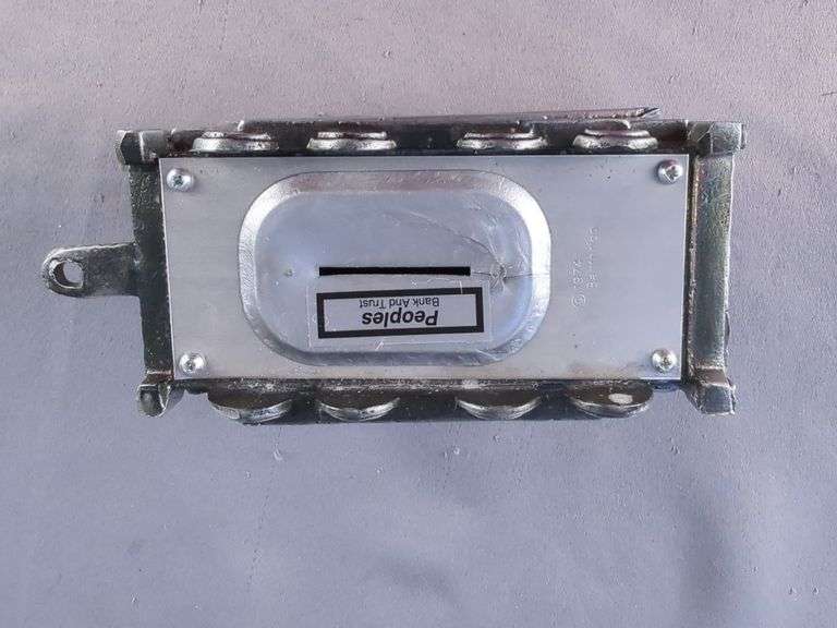 Pewter Train Set Bank: Locomotive, Coal Car, and Two Additional Cars