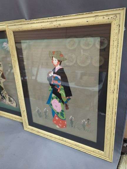Framed Japanese Geisha Prints, Qty 2, 22" x 19"