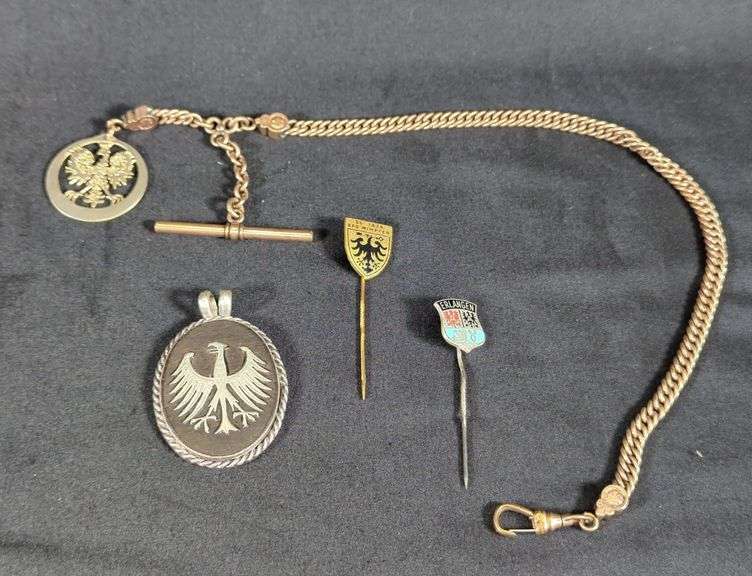 Prussian /German Federal Republic Pendant, Souvenir Stick Pins, Qty 2, And Lapel Pin