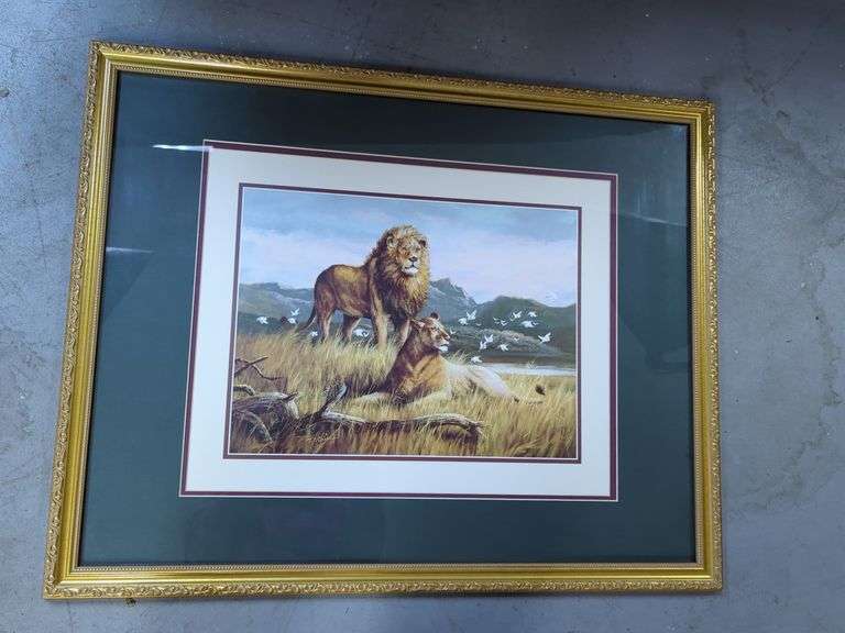 Framed T.C. Chiu Lion Print