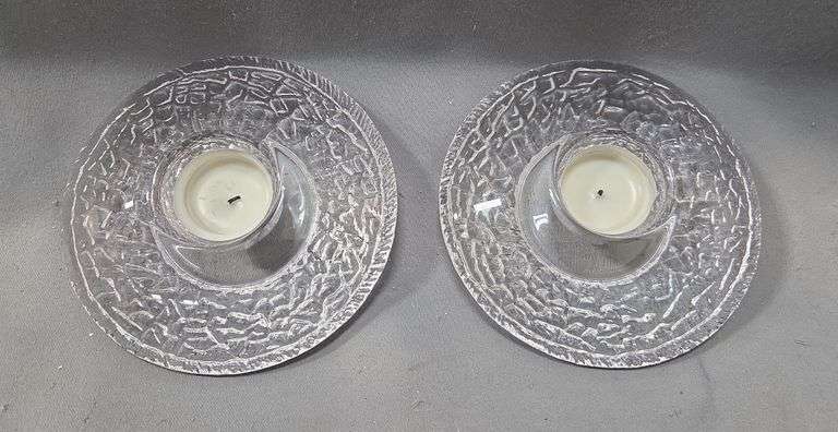 Orrefors Crystal Glass Candle Holders, Qty 2