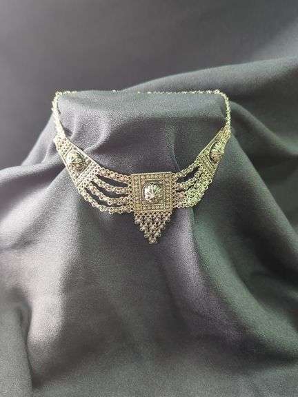 Sterling Silver  Multi-Strand Choker Dangle Necklace