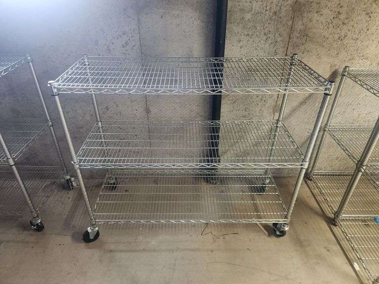 Trinity 2-Shelf Wire Rack With Wheels, Approx 48" W X 41" H X 18" D (Including Wheels)