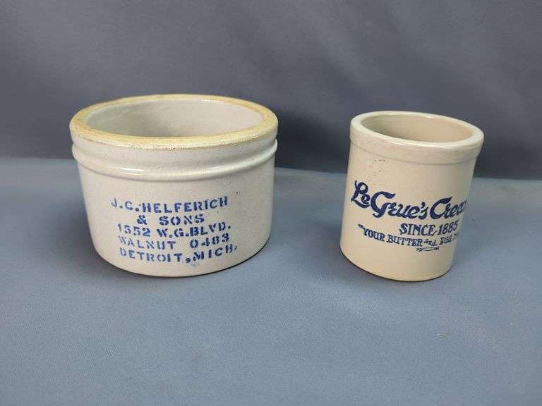J.C. Helferich & Sons, And LeGrue's Creamery Advertising Stoneware Crocks image