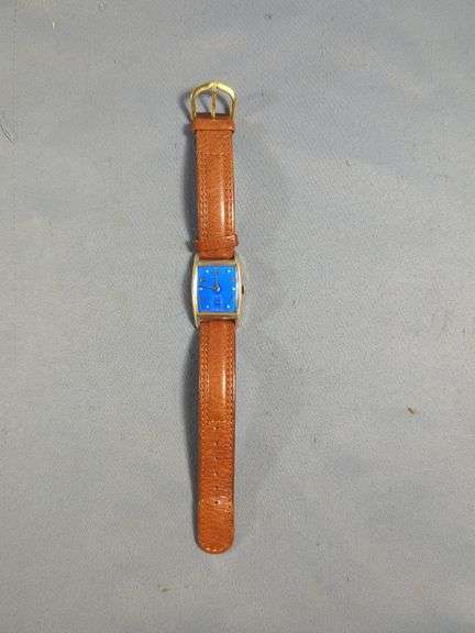 Hamilton 10K Gold Filled Wristwatch with Blue Face
