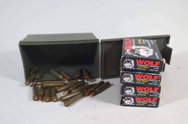 Wolf .223 Rem Ammo, Approx 100 Rds, In CCI Hard Plastic Ammo Can, 3.75" X 6" X 3.5" image