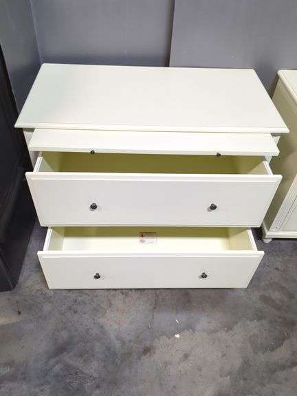 Two-Drawer White Dresser With Pullout