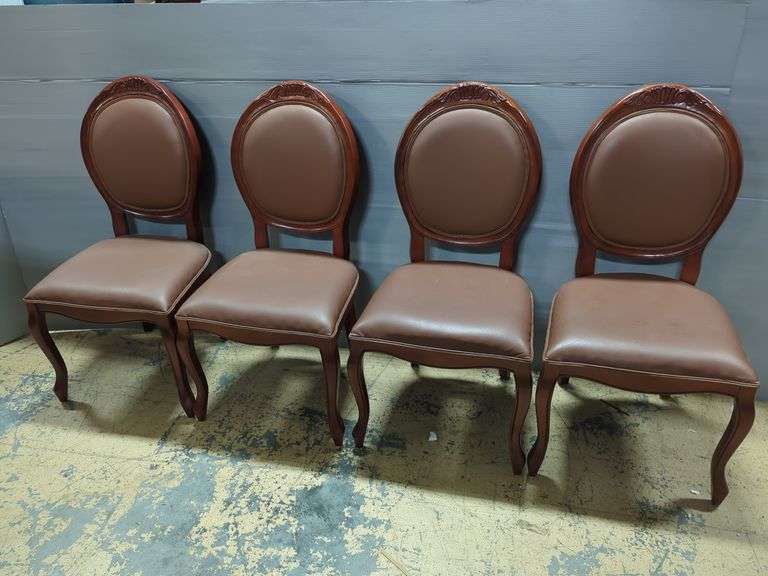 Set of 4 Dining Chairs with Brown Faux Leather
