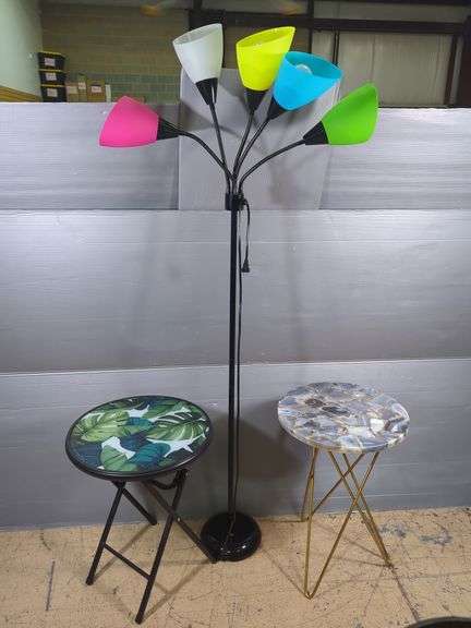 Modern Floor Lamp with Two Accent Tables