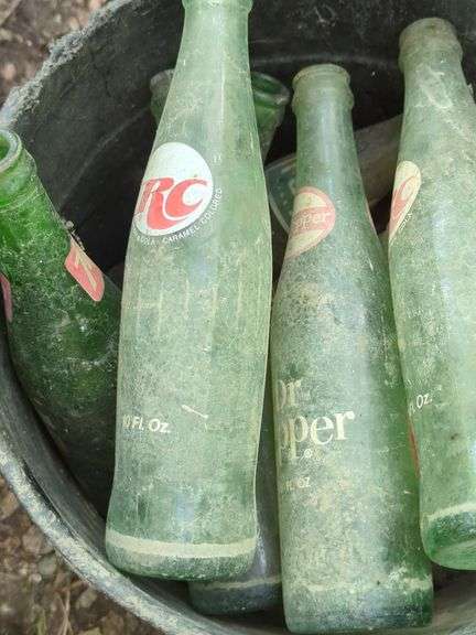 Vintage RC Cola, Dr. Pepper, Crusader Glass Soda Bottles