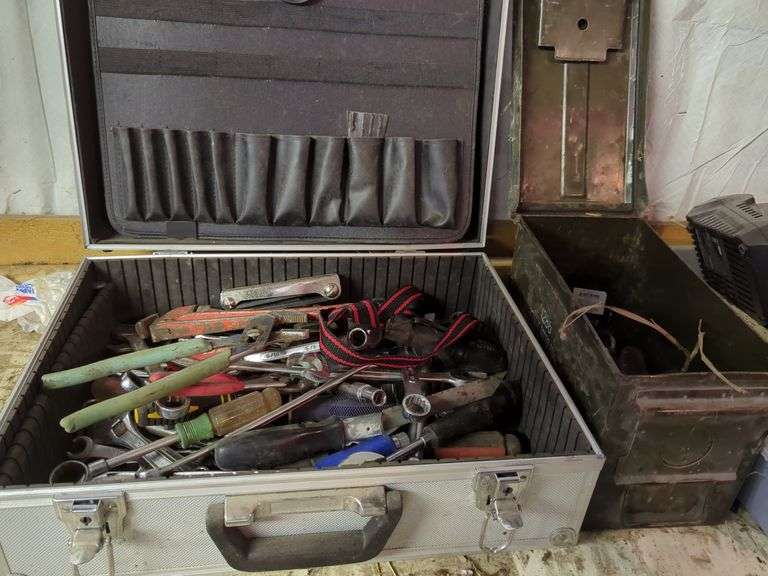 Assorted Tools, Metal Boxes, And Fan