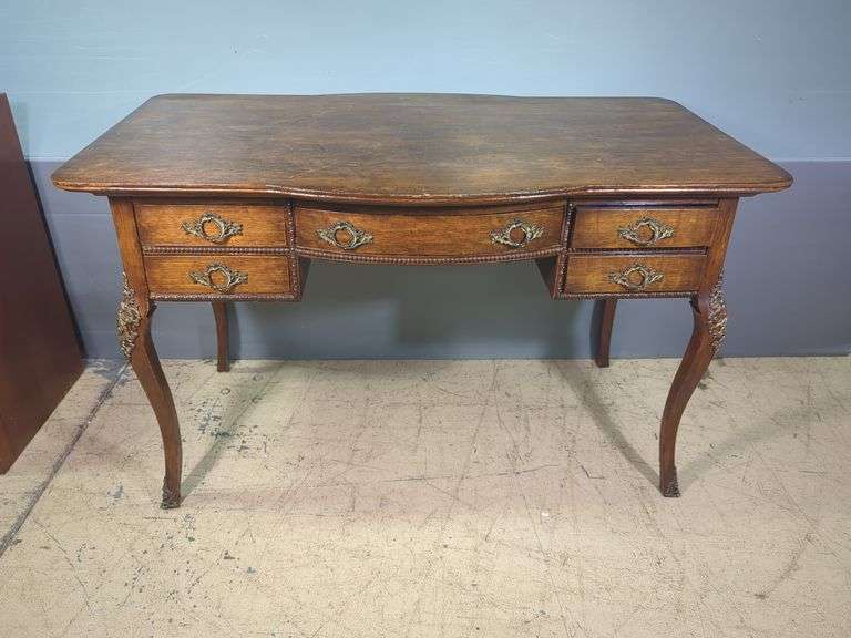 Ornate Wood Desk with Drawers
