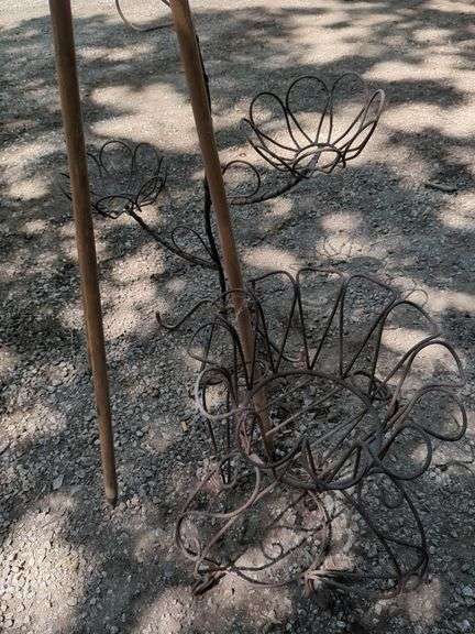Metal Plant Stands, Qty 2 And Wooden Tripod