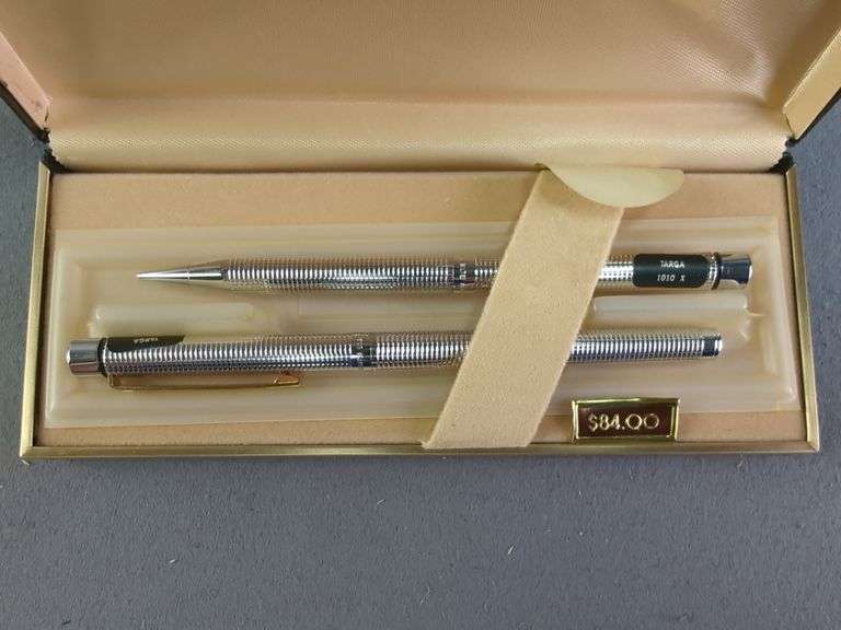 Sheaffer Targa 1010 X Silver Plated Pen And Pencil Set, In Original Box, And Pencil Marked 'Sterling' That Measures 2.75"