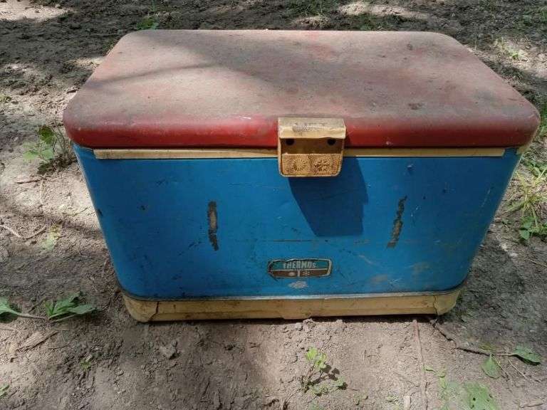 Vintage Metal Insulated Coolers, Qty 2, One With Tray Insert