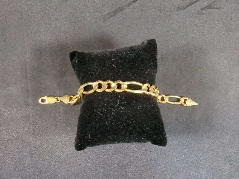 Mens 14k Gold Link Bracelet, 8", Marked Made In Italy