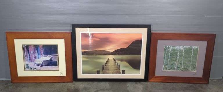 Framed and Matted Art Prints, Numbered and Signed, Qty 3 image