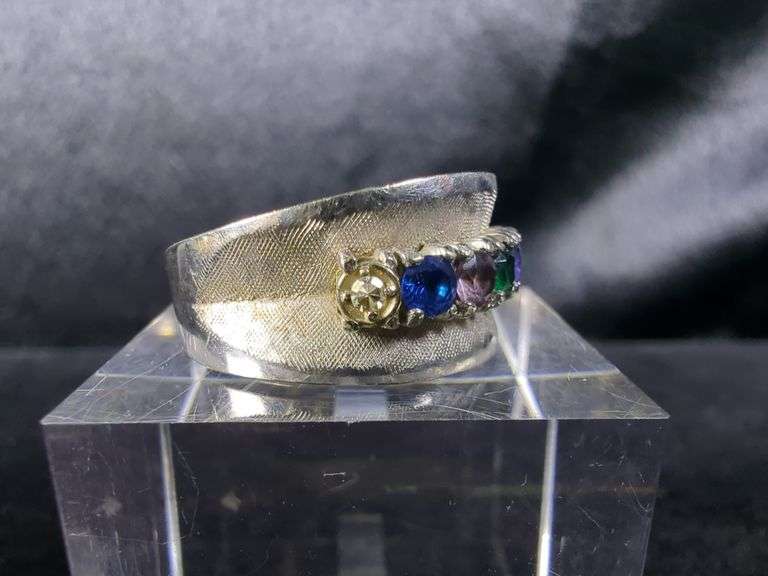10K Gold Ring with Multi-Color Stones - Size 7