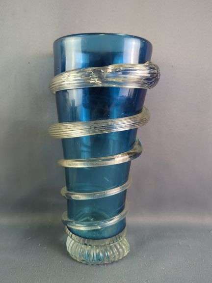 Czechoslovakian Art Glass Vases,  Qty 2, 11.5" Hand Blown Spial Vase And More
