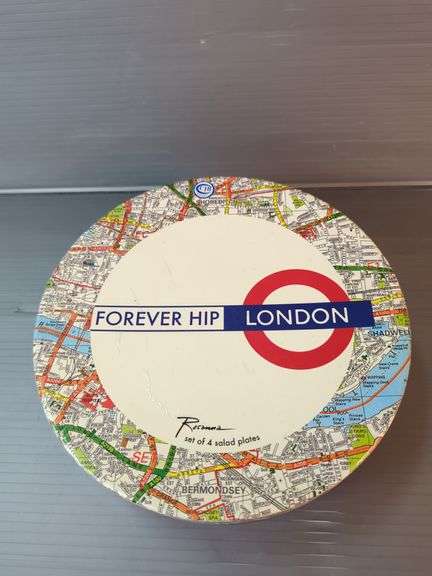 Rosanna Set Of 4 Salad Plates Featuring London Map