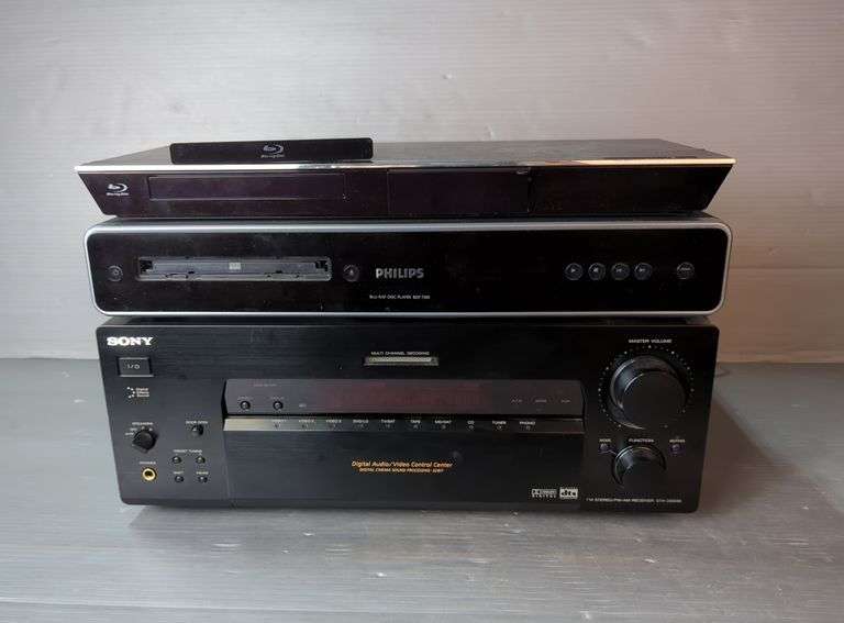 Panasonic Blu-Ray Disc Player, Philips Blu-Ray Disc Player, And Sony Digital Audio/Video Control Center