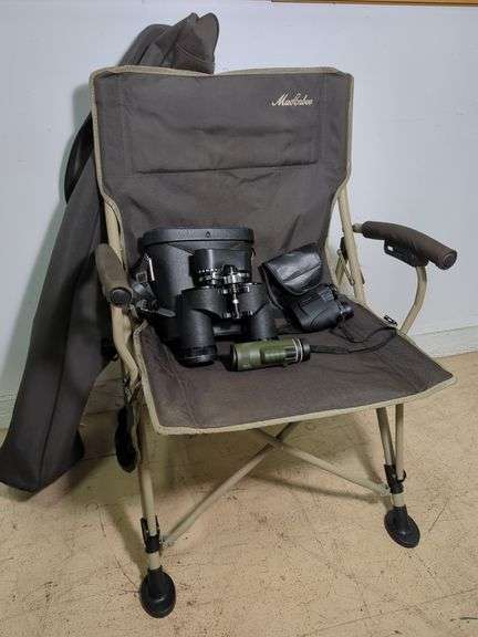 MacCabe Camping Chair with Sears Discoverer Zoom Binoculars, Leupold Binoculars and Monocular image