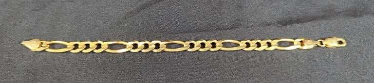 Mens 14k Gold Link Bracelet, 8", Marked Made In Italy