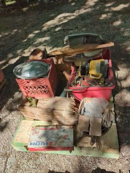 Power Tools, Window Fan, Hubcaps, Cast Iron Skillets And More, Contents Of Pallet, THURSDAY Pick Up