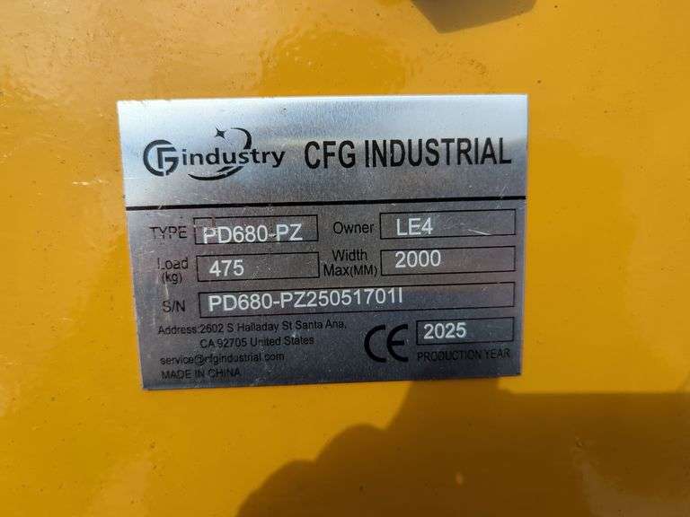2025 CFG Model PD680-PZ Skid Steer Breaker - Unused