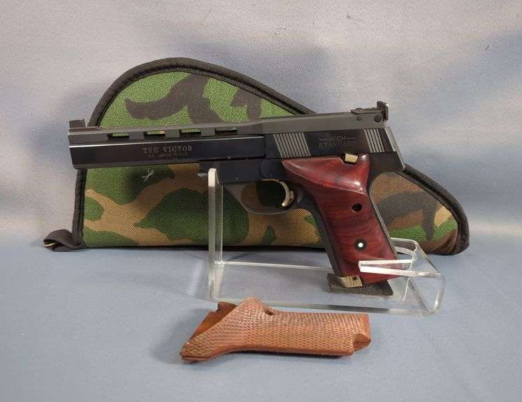 High Standard The Victor Military .22 LR Pistol SN# 2416050, Custom And Factory Grips, 5" Bbl, In Soft Case image