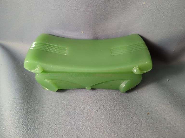 Green Jadeite Glass Trinket Box