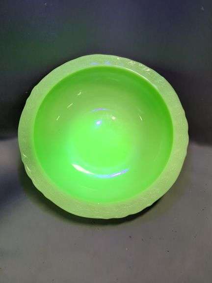 Uranium Vaseline Glass 11" Bowl