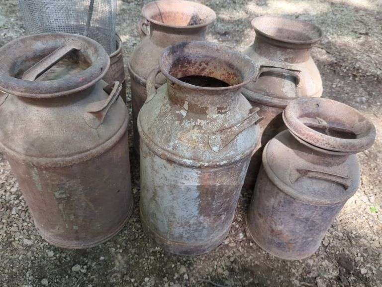 Metal Milk Cans, Various Sizes and Barrel Basket, THURSDAY Pick Up