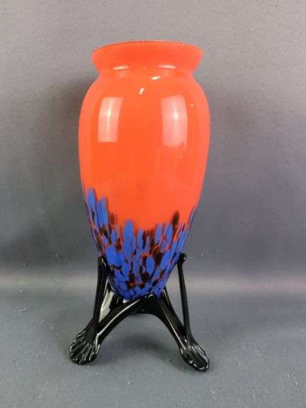 Czech Legged Art Glass Vases, Qty 3