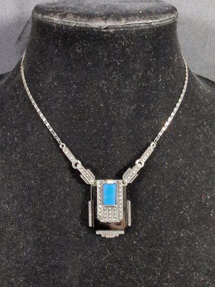 Ladies Art Deco Sterling Silver Choker, Marked SHA